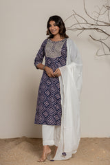 Blue and White Kurta for Women Online