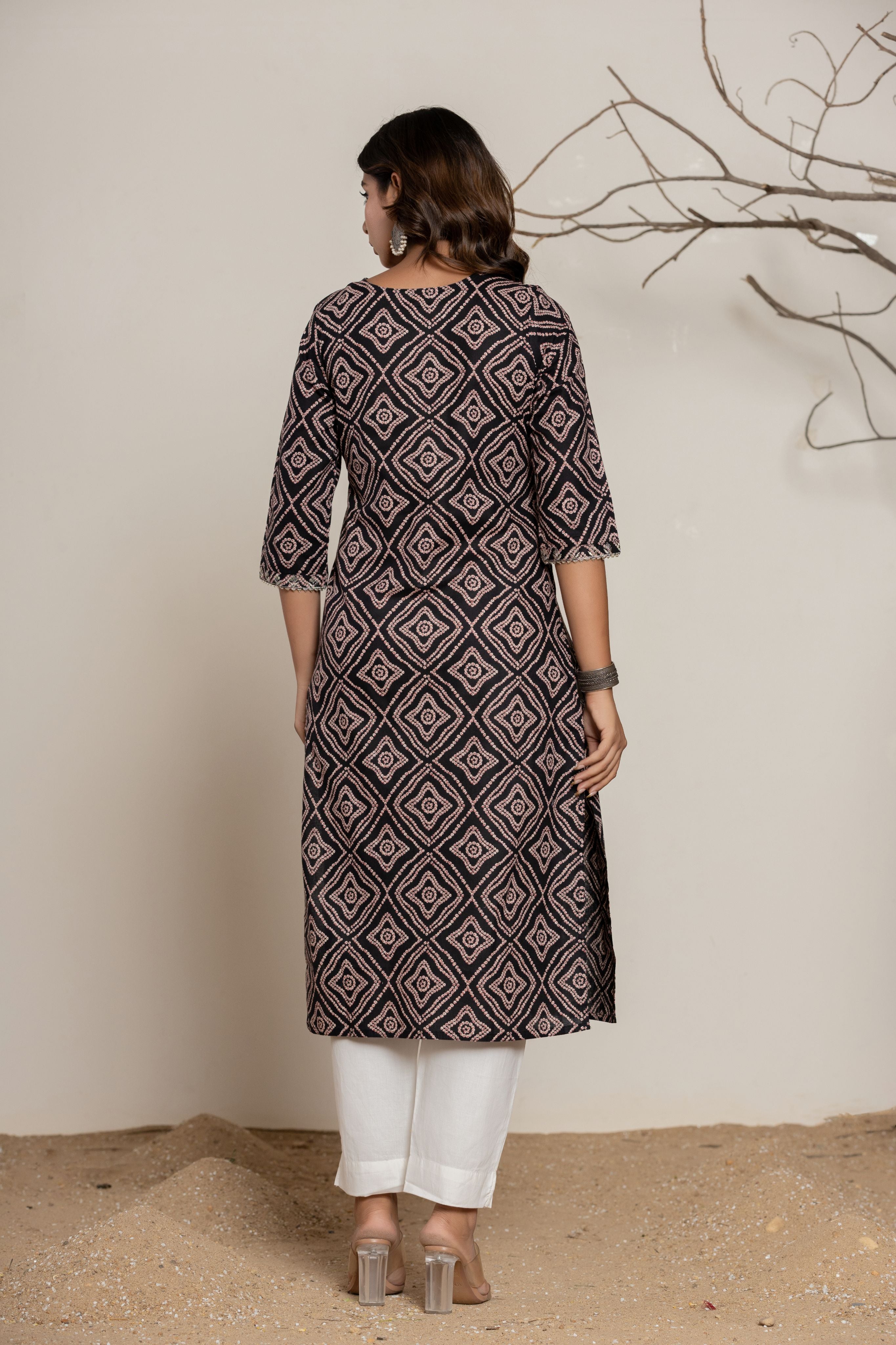 Black Cotton Kurta