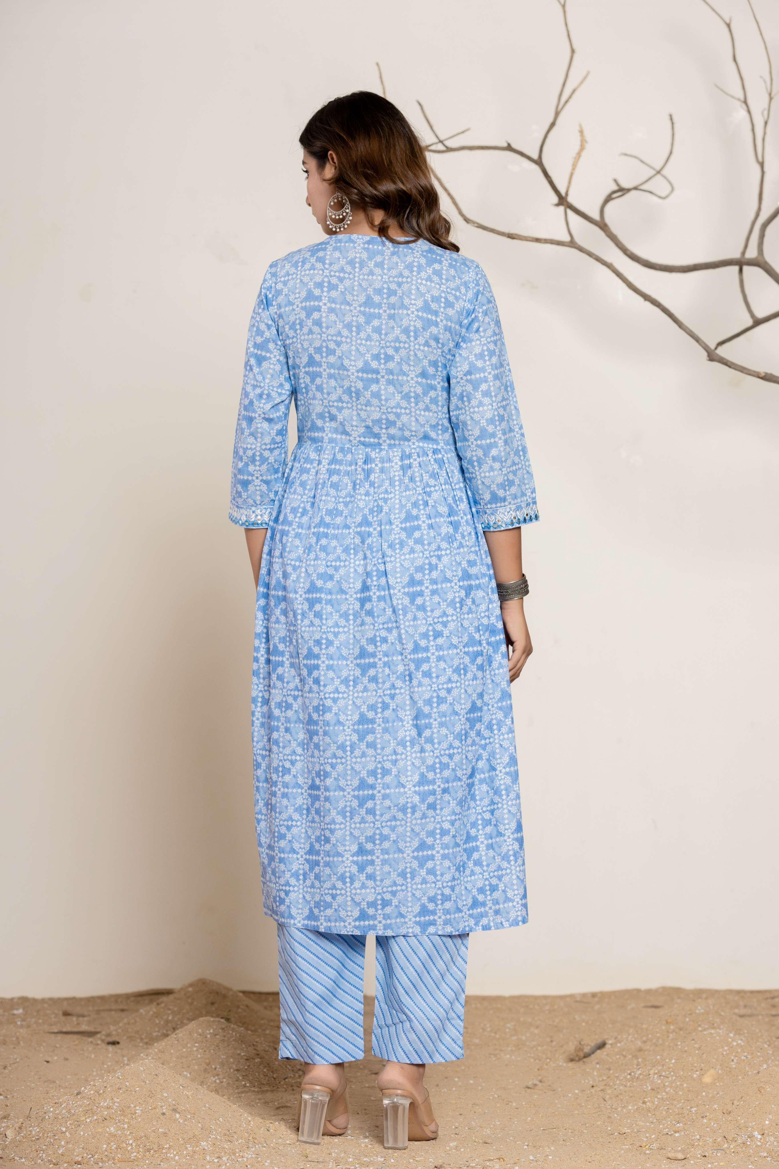 blue kurta set for women