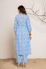 blue kurta set for women