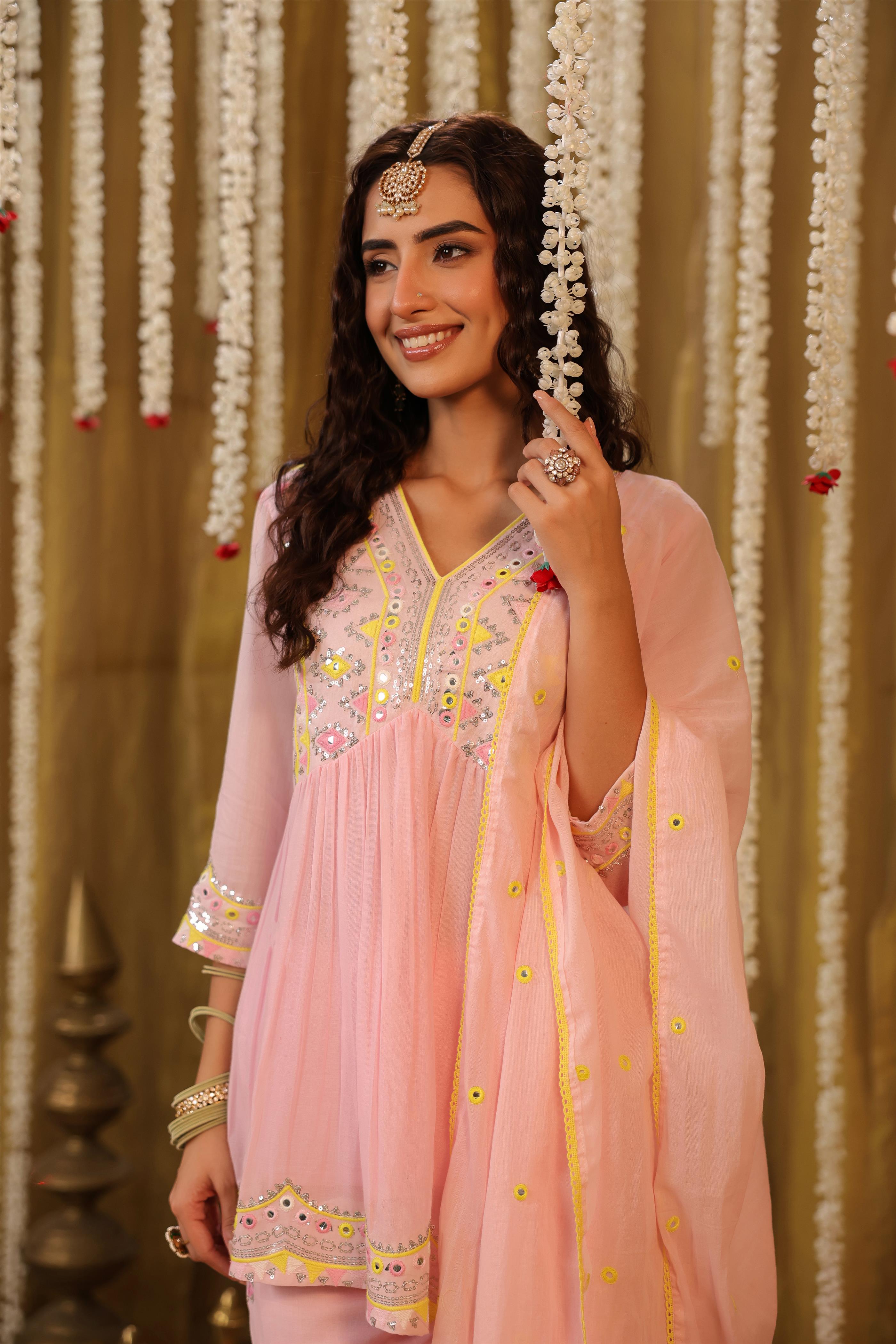 Pink Mulmul Cotton Sharara et For Women