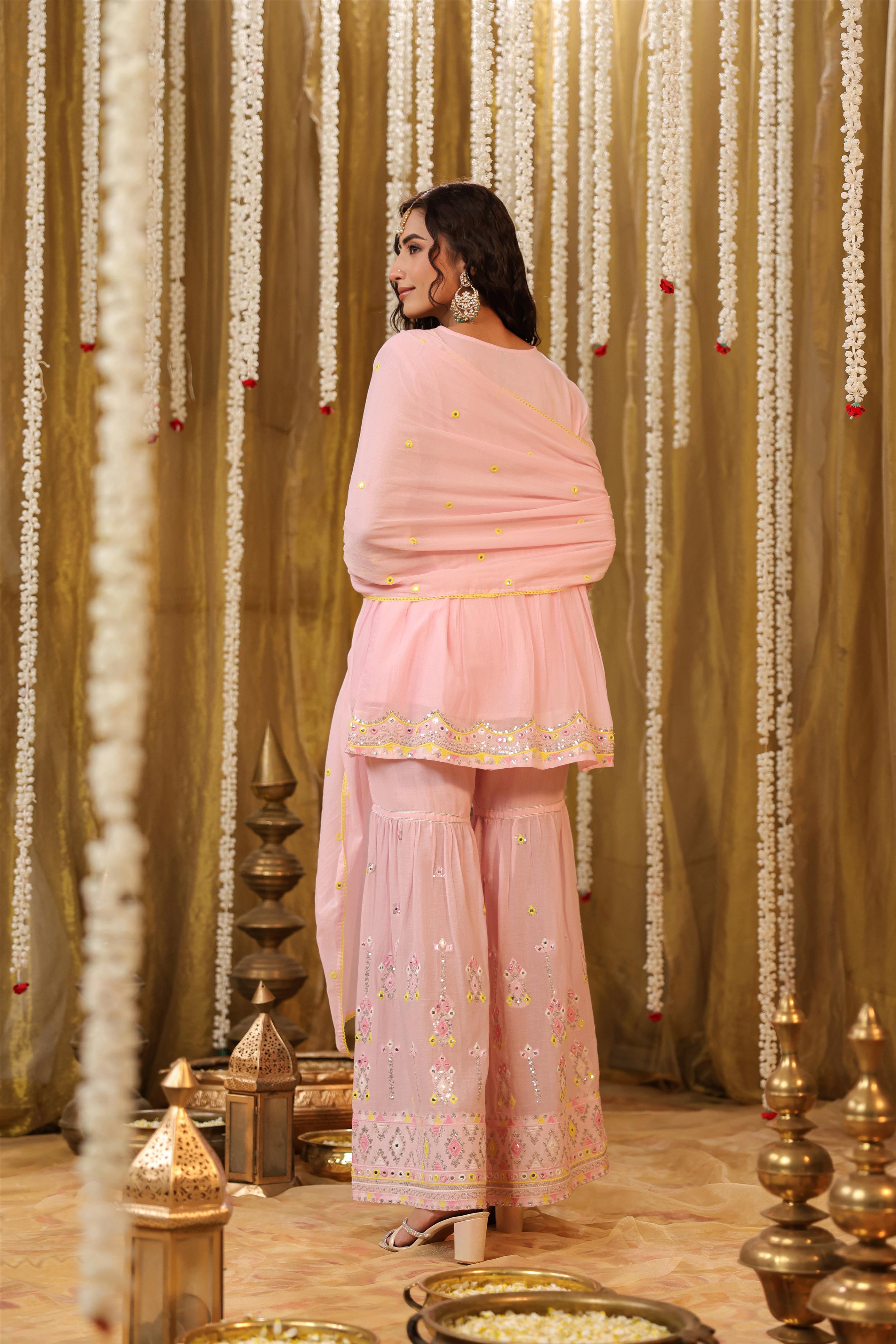 Pink Mulmul Cotton Sharara