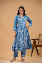 blue and white kurta set