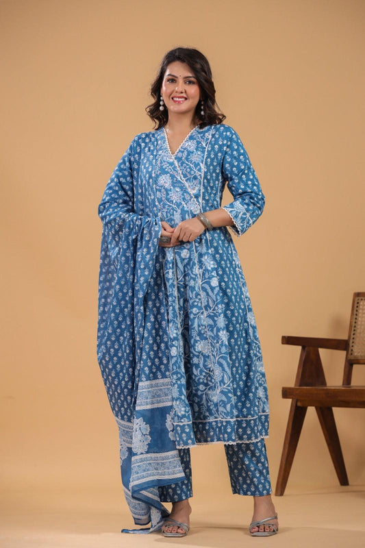 cotton blue suit for women