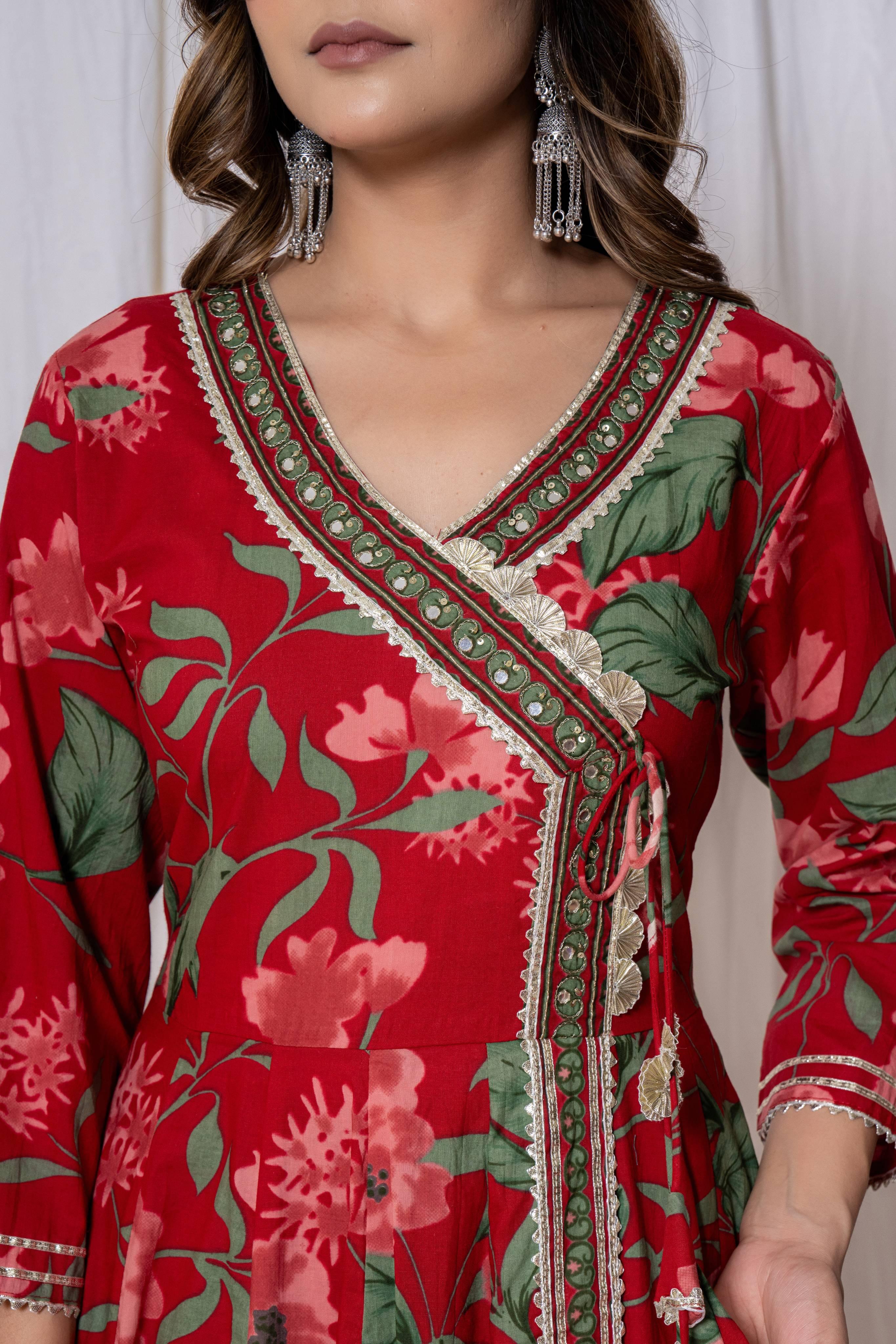 Best Red floral kurta set