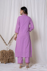 Purple Boota Work Cotton Kurta Set (2 piece set)