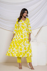 yellow and white suit set for women