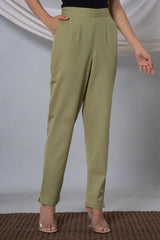 Green Cotton Pant with Pocket