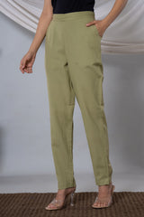 Cotton green pant for women