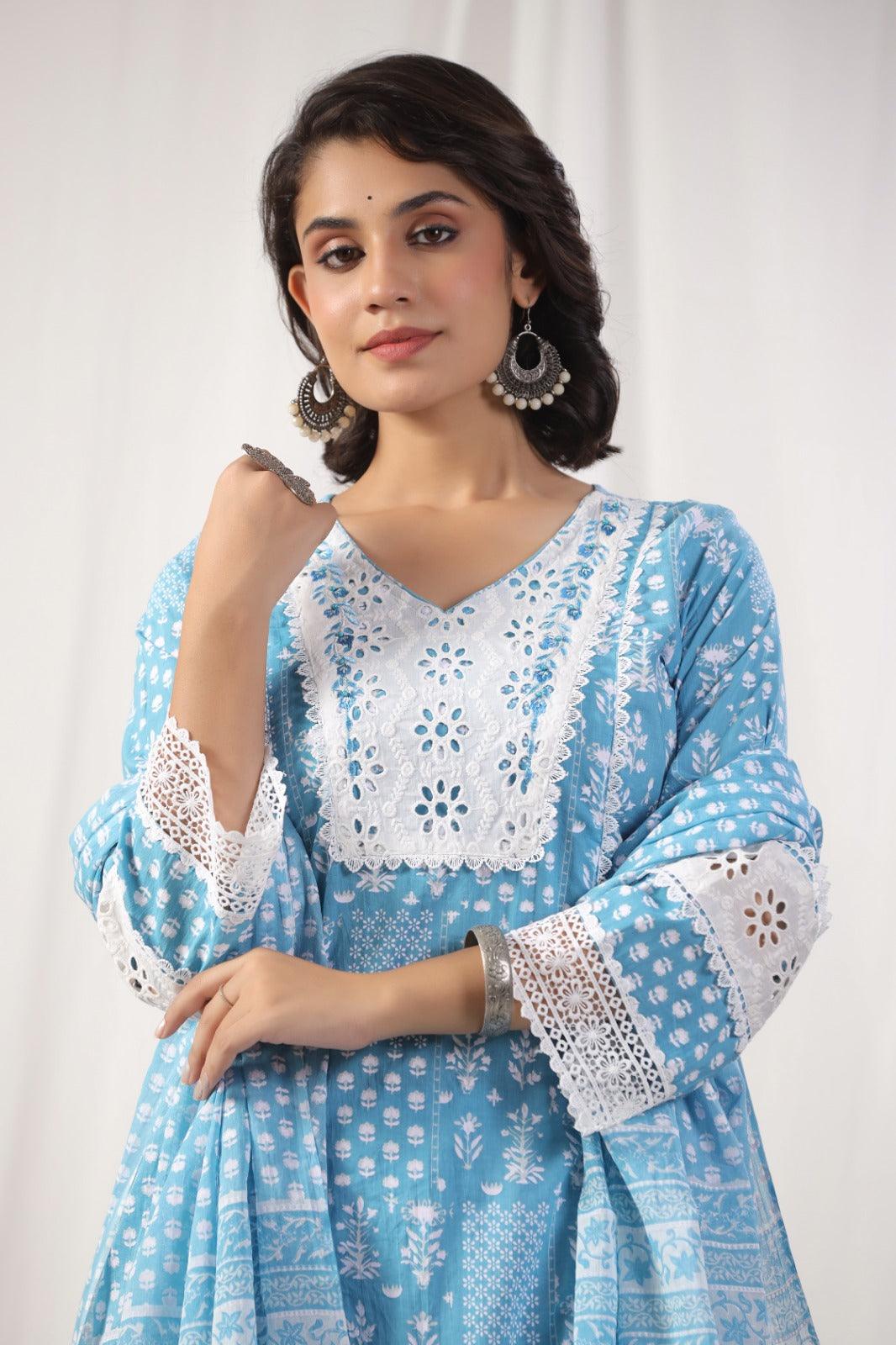 Blue and white suit set for Women